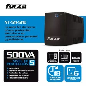 Forza NT-511 UPS 500VA/250W 120V 6-NEMA RJ11 45-65Hz